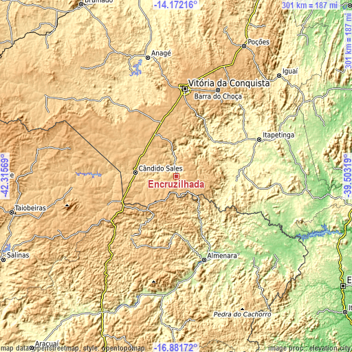 Topographic map of Encruzilhada