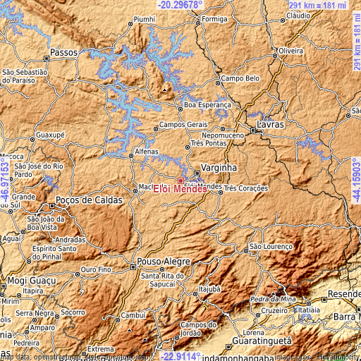 Topographic map of Elói Mendes