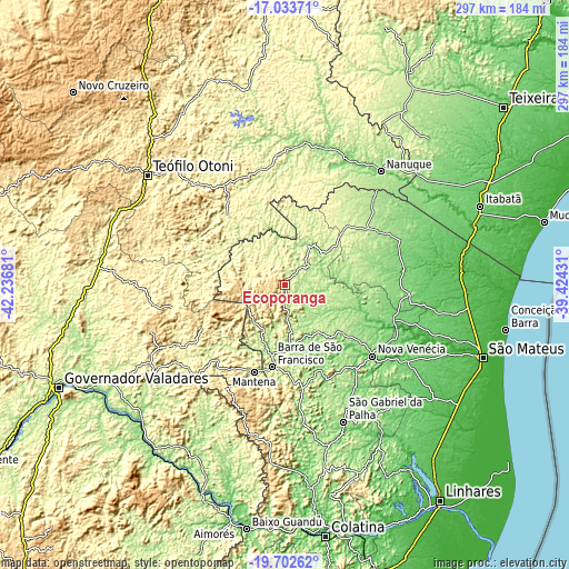Topographic map of Ecoporanga