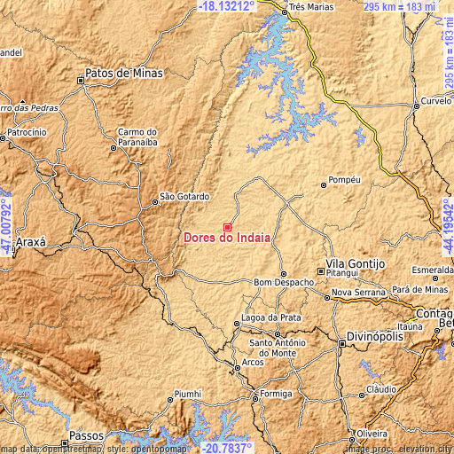 Topographic map of Dores do Indaiá