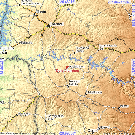 Topographic map of Dois Vizinhos
