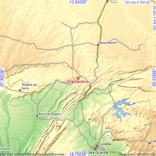Topographic map of Diamantino