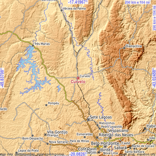 Topographic map of Curvelo
