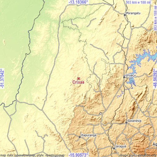 Topographic map of Crixás