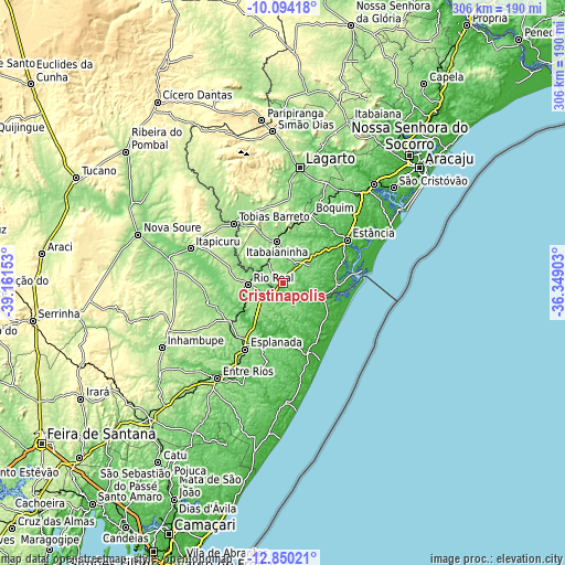 Topographic map of Cristinápolis