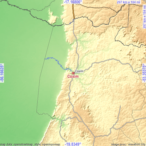 Topographic map of Coxim