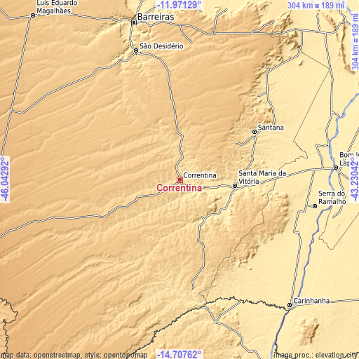 Topographic map of Correntina