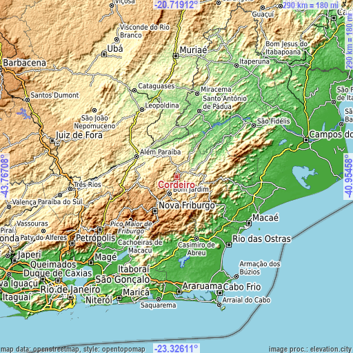 Topographic map of Cordeiro