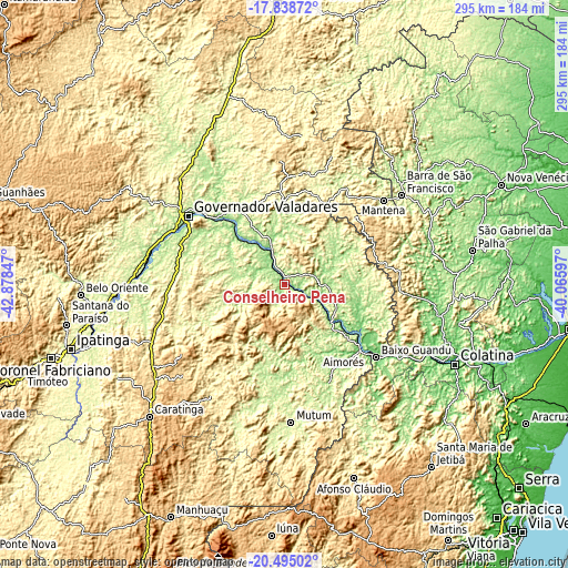 Topographic map of Conselheiro Pena