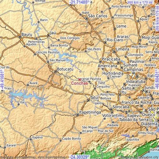 Topographic map of Conchas