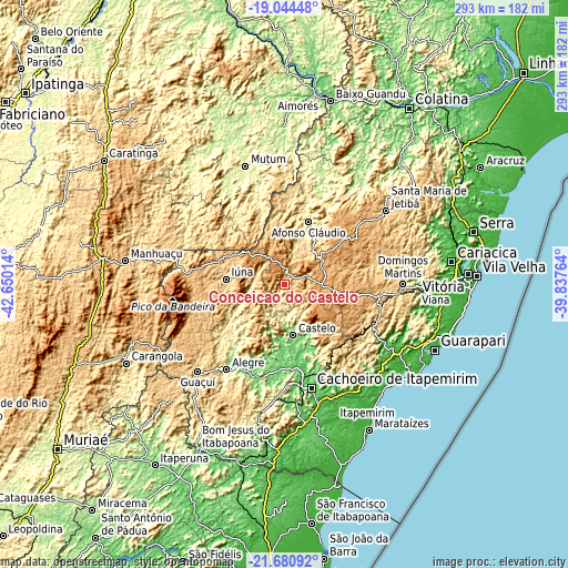 Topographic map of Conceição do Castelo