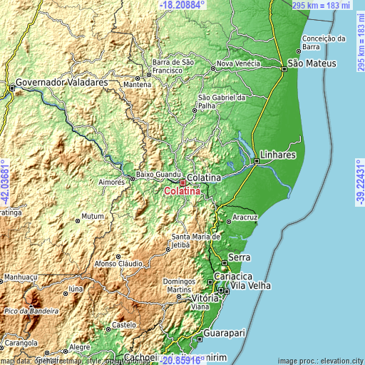 Topographic map of Colatina
