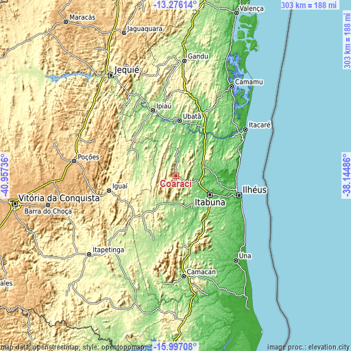 Topographic map of Coaraci