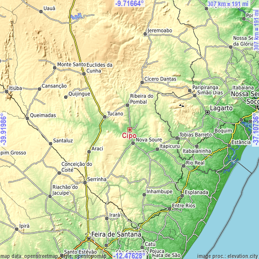 Topographic map of Cipó