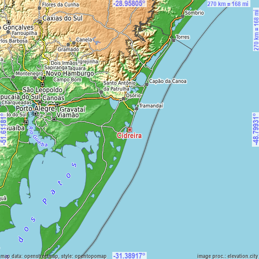 Topographic map of Cidreira