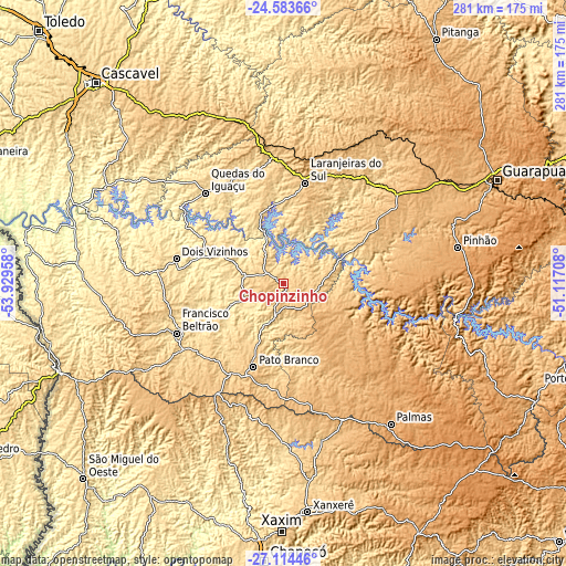 Topographic map of Chopinzinho