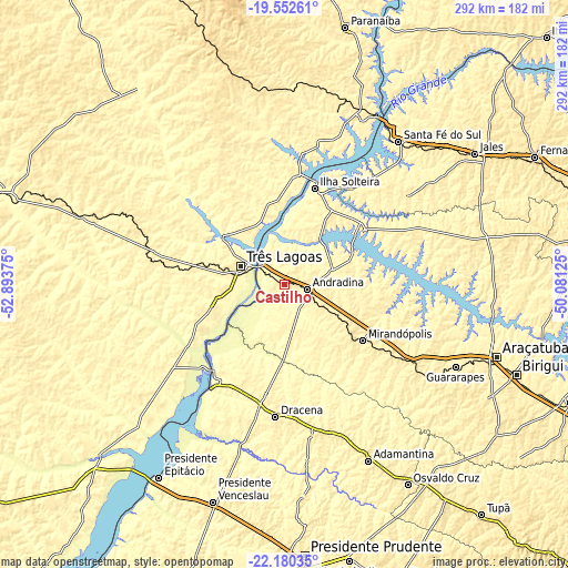 Topographic map of Castilho