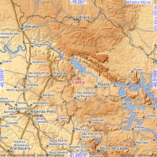 Topographic map of Cássia