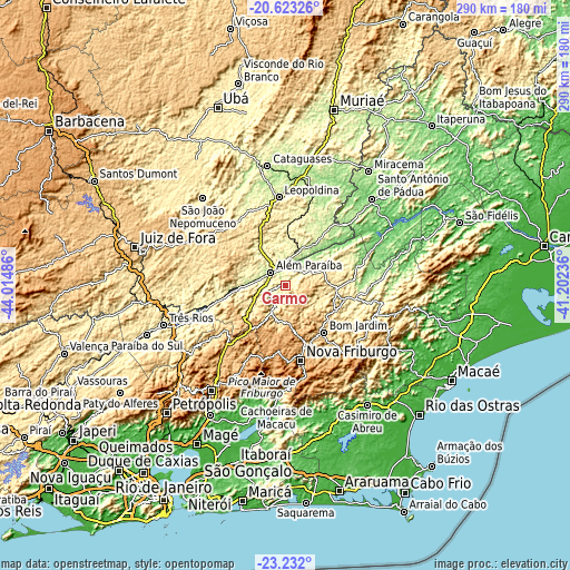Topographic map of Carmo