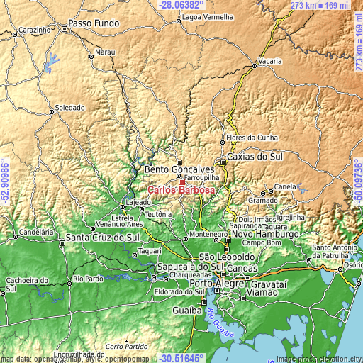 Topographic map of Carlos Barbosa