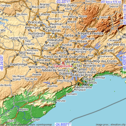 Topographic map of Carapicuíba