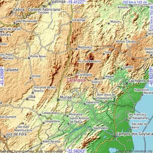 Topographic map of Carangola