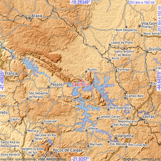 Topographic map of Capitólio