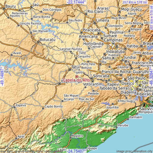 Topographic map of Capela do Alto