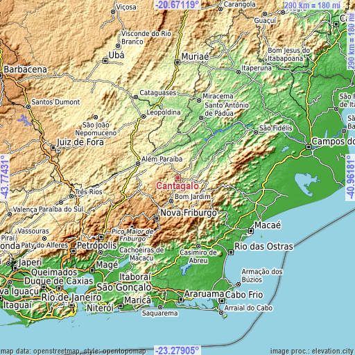 Topographic map of Cantagalo