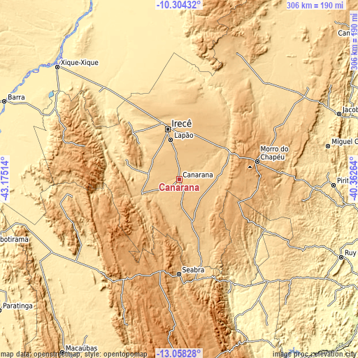 Topographic map of Canarana
