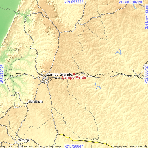 Topographic map of Campo Verde