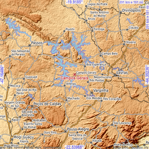 Topographic map of Campos Gerais