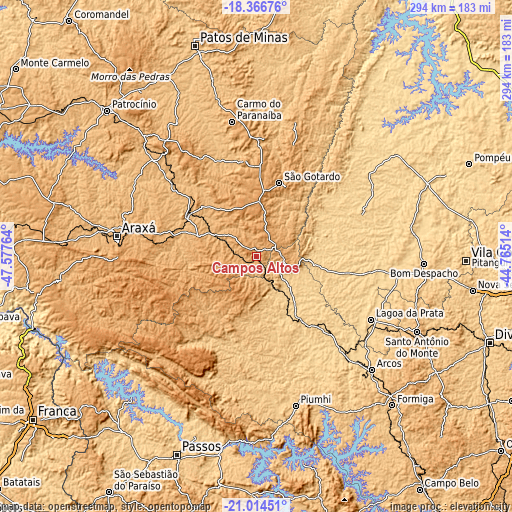 Topographic map of Campos Altos