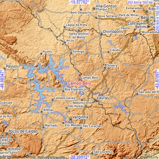 Topographic map of Campo Belo