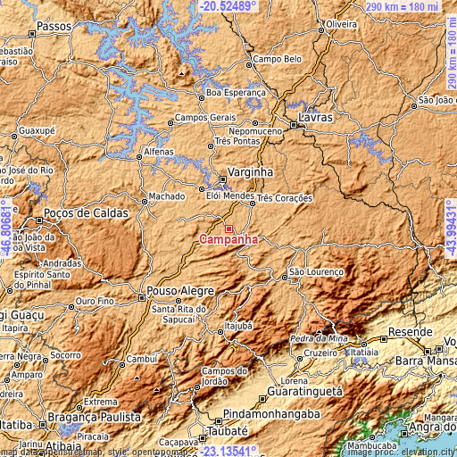 Topographic map of Campanha