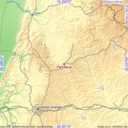 Topographic map of Camapuã