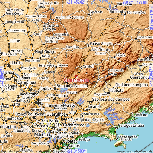 Topographic map of Camanducaia