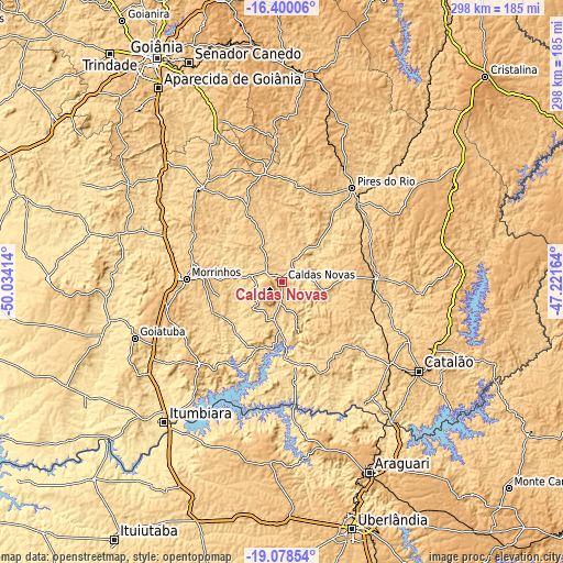 Topographic map of Caldas Novas