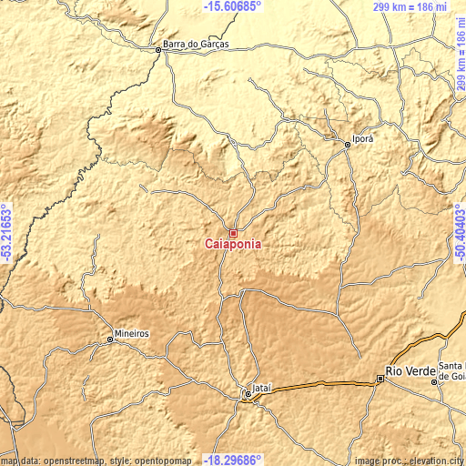 Topographic map of Caiapônia