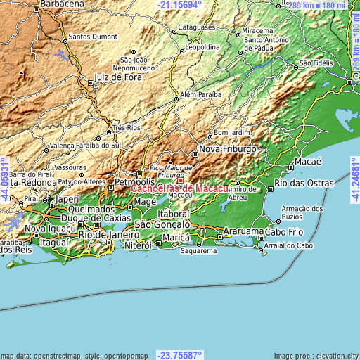 Topographic map of Cachoeiras de Macacu