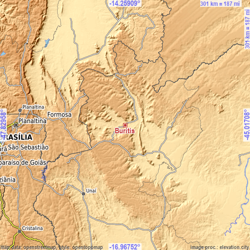 Topographic map of Buritis