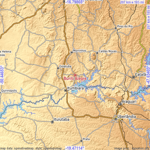 Topographic map of Buriti Alegre
