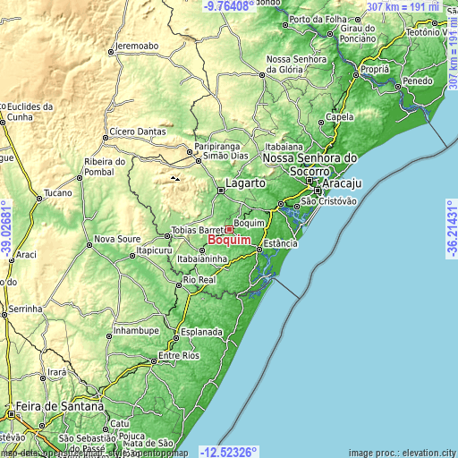 Topographic map of Boquim