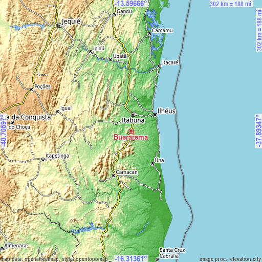 Topographic map of Buerarema
