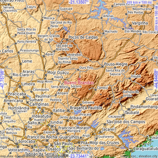 Topographic map of Bueno Brandão