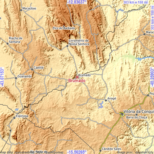 Topographic map of Brumado