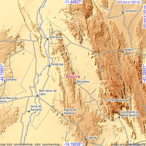 Topographic map of Boquira
