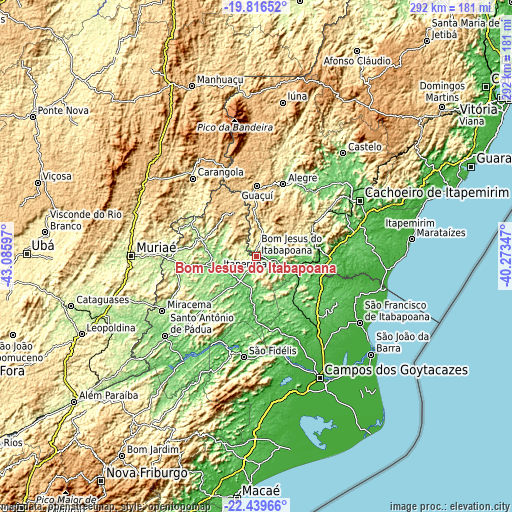 Topographic map of Bom Jesus do Itabapoana