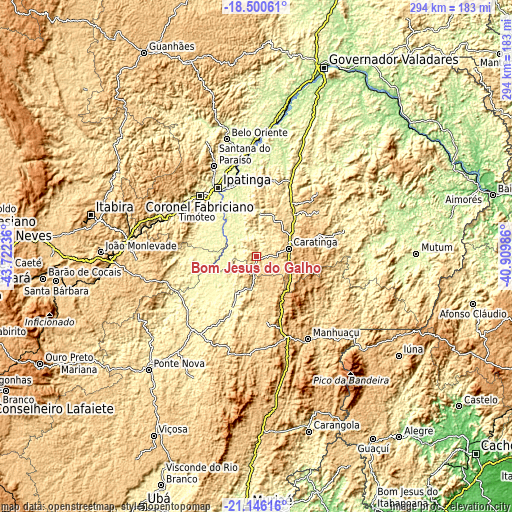 Topographic map of Bom Jesus do Galho