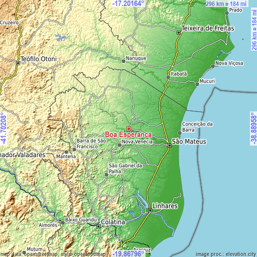 Topographic map of Boa Esperança